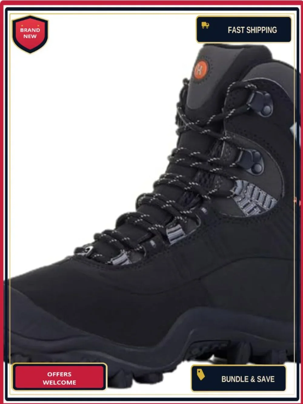 Waterproof Thinsulate Insulated Hiking Boots - Mid High-Top Lace-Up